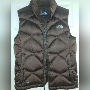 Y2k The North Face Metallic Brown Down Puffer 550 Fill Ladies Vest.